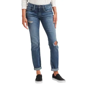 'Silver Jeans' Women's Curvy Boyfriend Mid Rise Slim Leg - Medium Wash