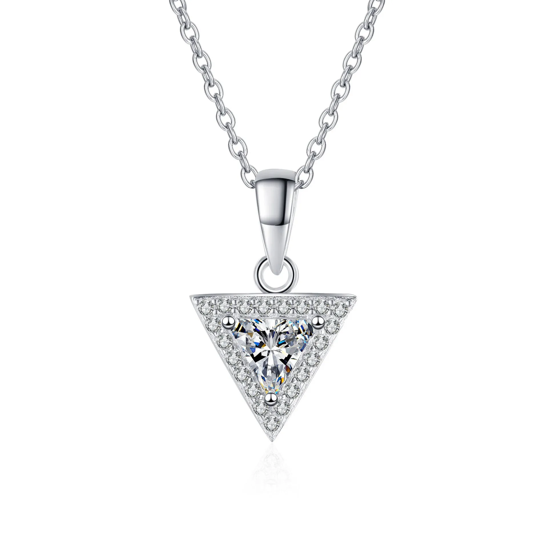 Silver Triangle Moissanite Necklace