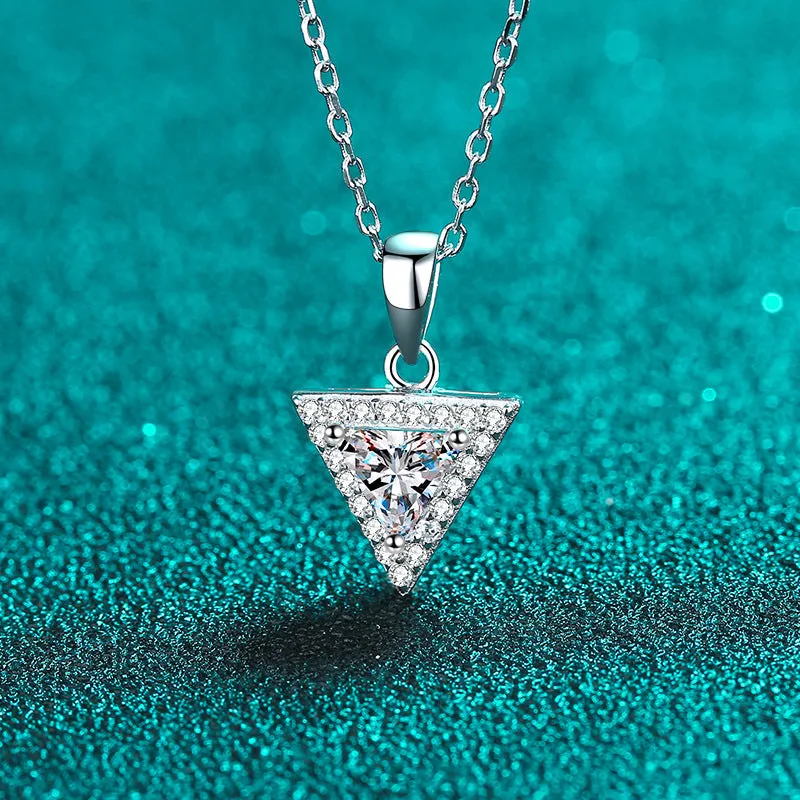 Silver Triangle Moissanite Necklace