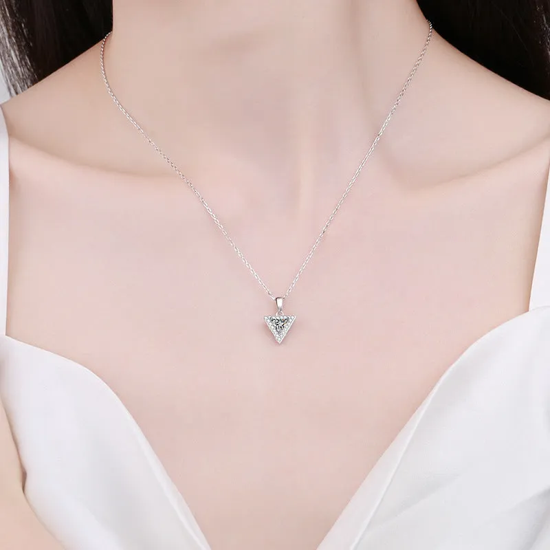 Silver Triangle Moissanite Necklace