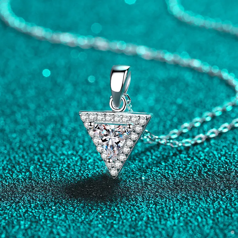 Silver Triangle Moissanite Necklace