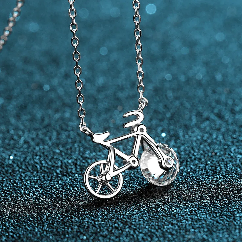 Simple Cute Bicycle Moissanite Necklace