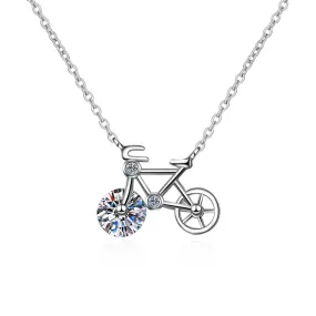 Simple Cute Bicycle Moissanite Necklace