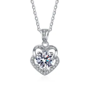 Simple Cute Double Heart Moissanite Necklace