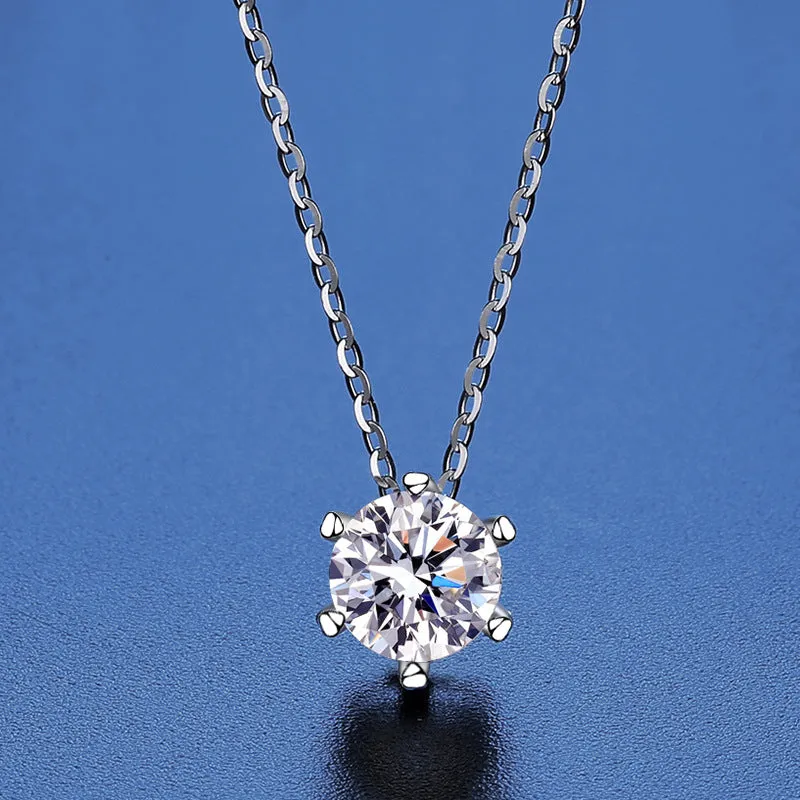 Simple Six Claw Moissanite Necklace