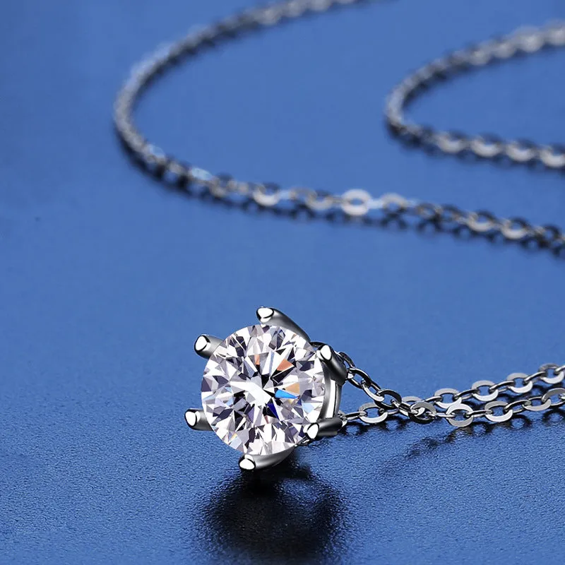 Simple Six Claw Moissanite Necklace