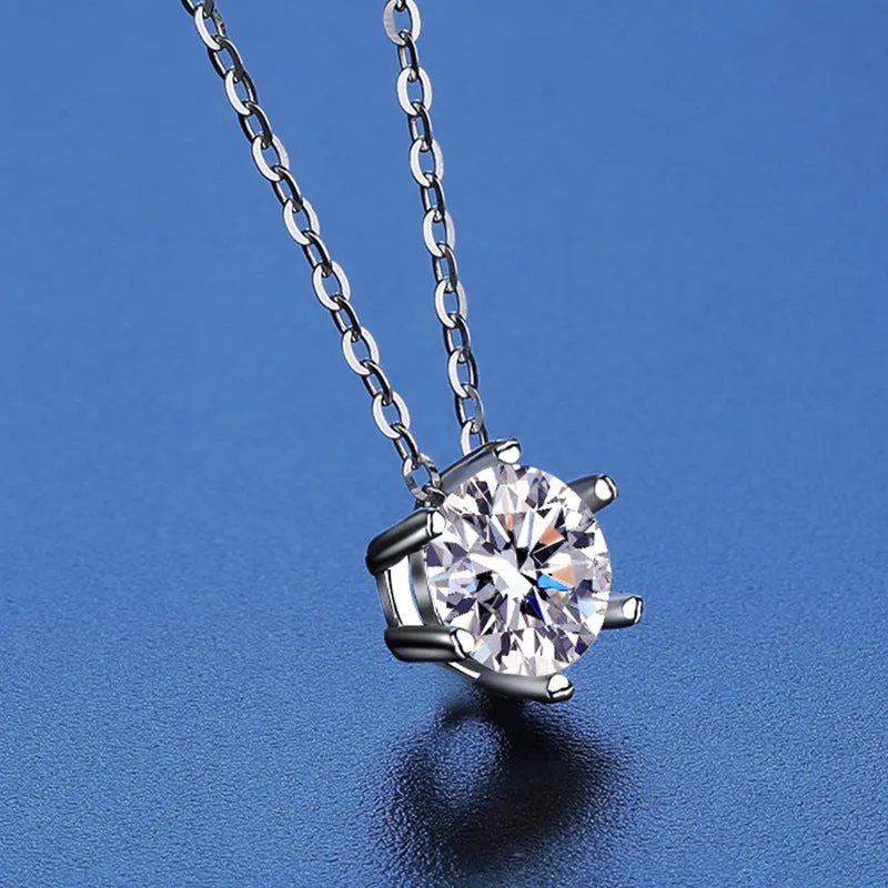 Simple Six Claw Moissanite Necklace