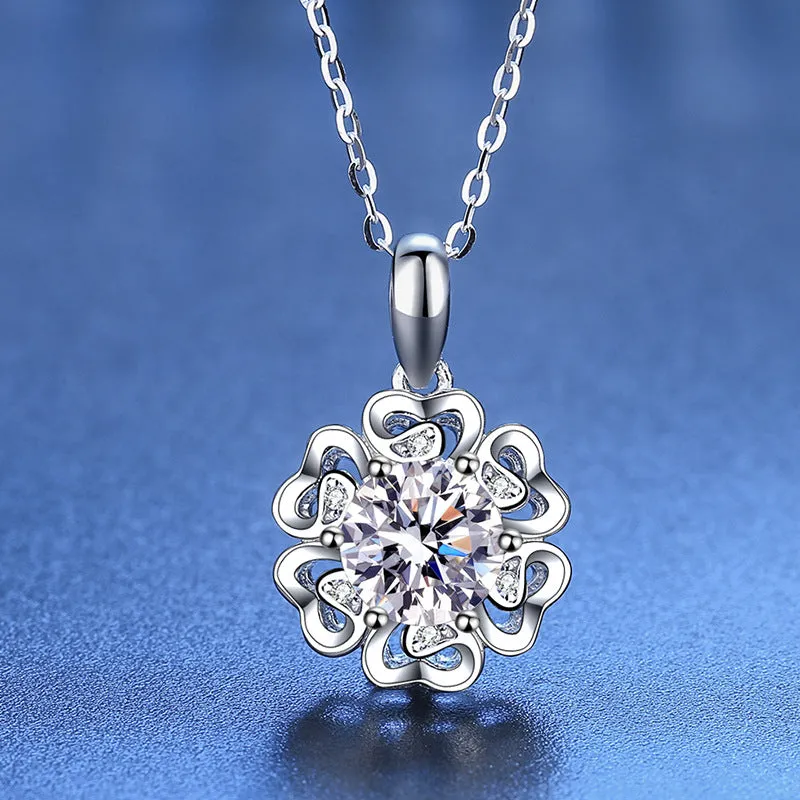 Six Petal Flower Moissanite Necklace