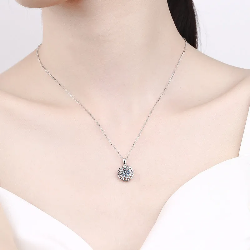 Six Petal Flower Moissanite Necklace