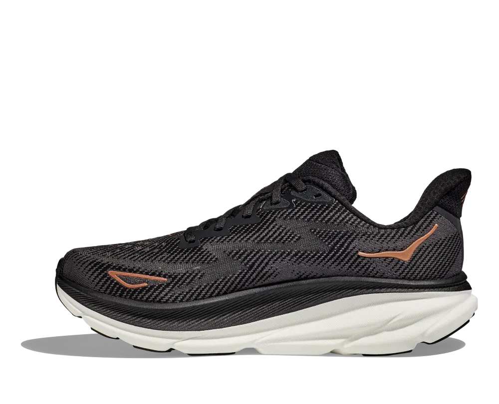 'Hoka' Women's Clifton 9 - Black / Copper (Wide)