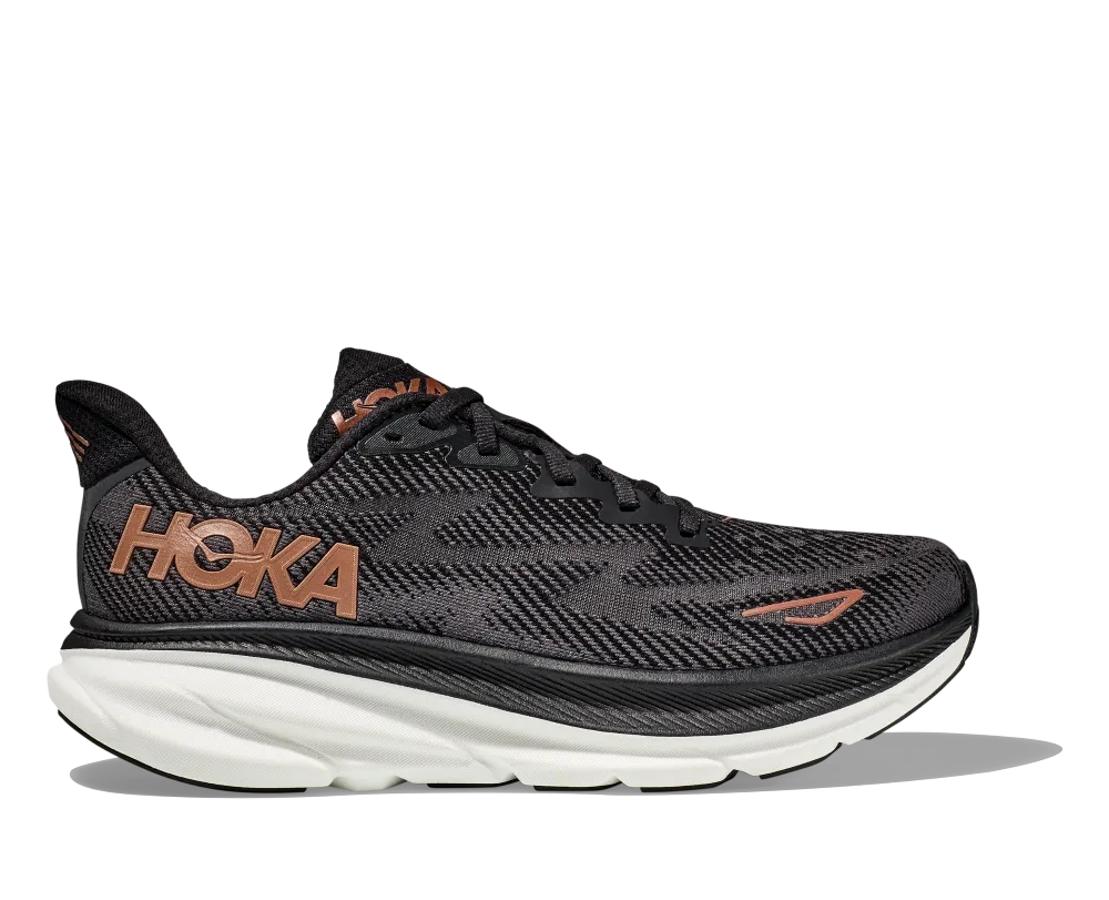 'Hoka' Women's Clifton 9 - Black / Copper (Wide)