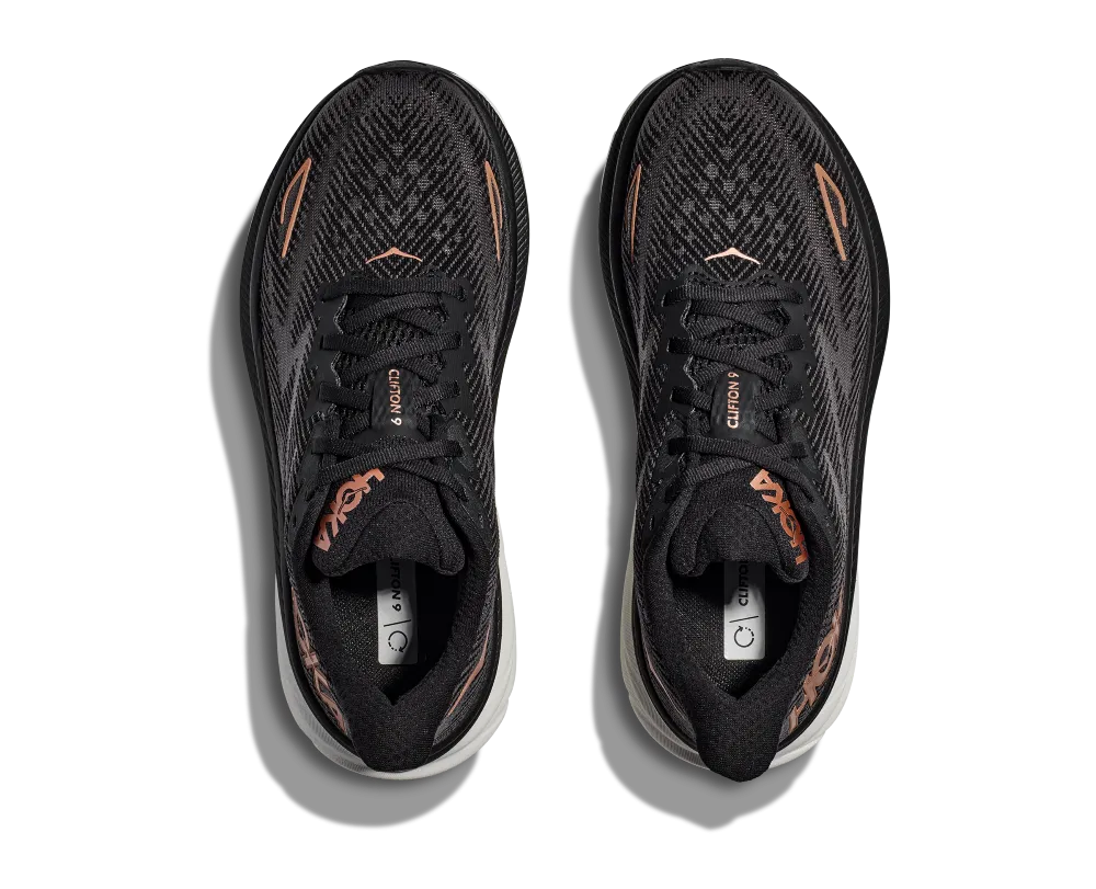 'Hoka' Women's Clifton 9 - Black / Copper (Wide)