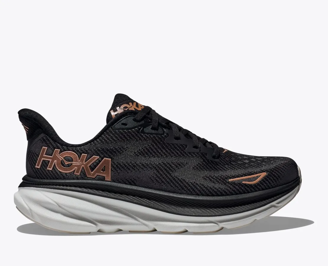 'Hoka' Women's Clifton 9 - Black / Rose Gold (Wide)