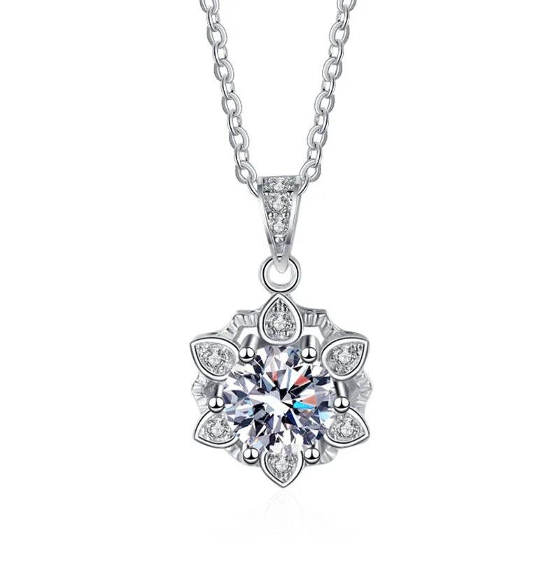 Snowflake Pendant Moissanite S925 Sterling Silver Necklace