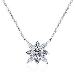 Snowflake Pendant Horse Eye Shaped Moissan Diamond Necklace