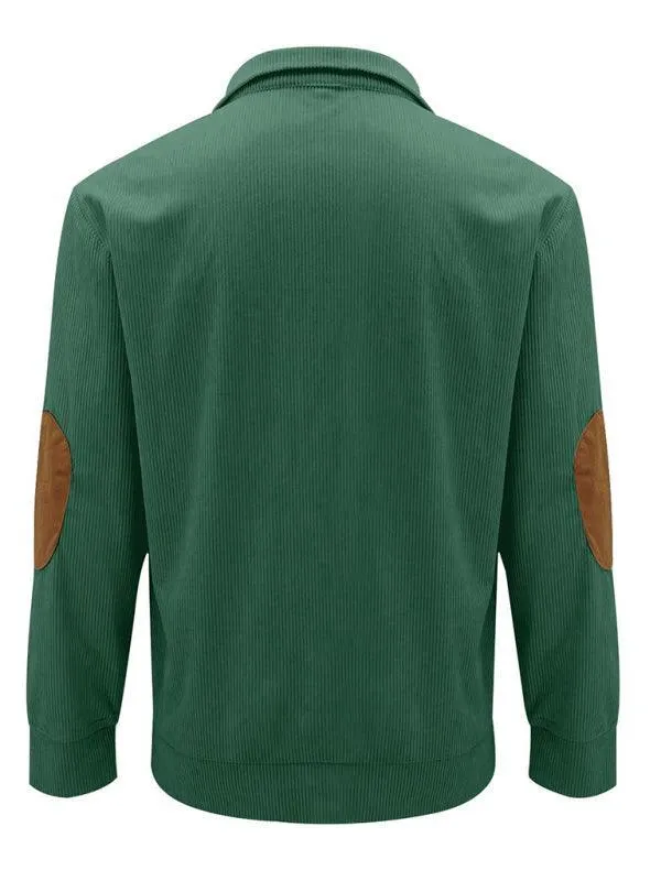 Stand Collar Corduroy Men Sweatshirt