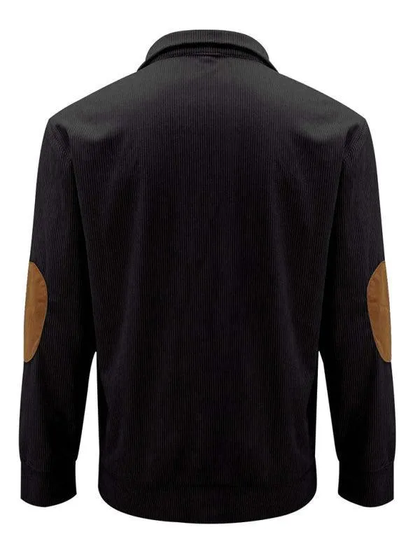 Stand Collar Corduroy Men Sweatshirt