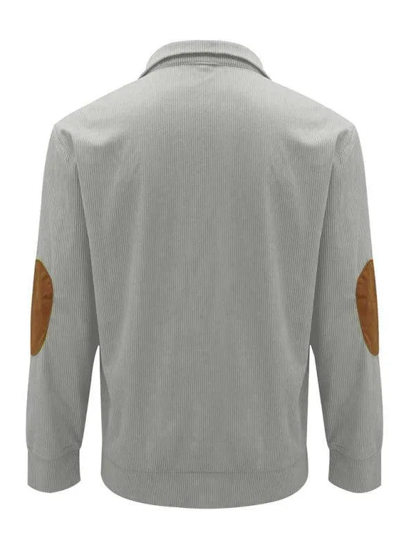 Stand Collar Corduroy Men Sweatshirt