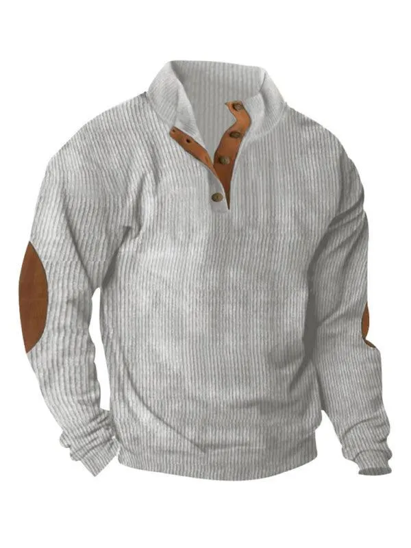 Stand Collar Corduroy Men Sweatshirt