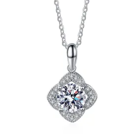 Square Clover Moissanite Diamond Necklace