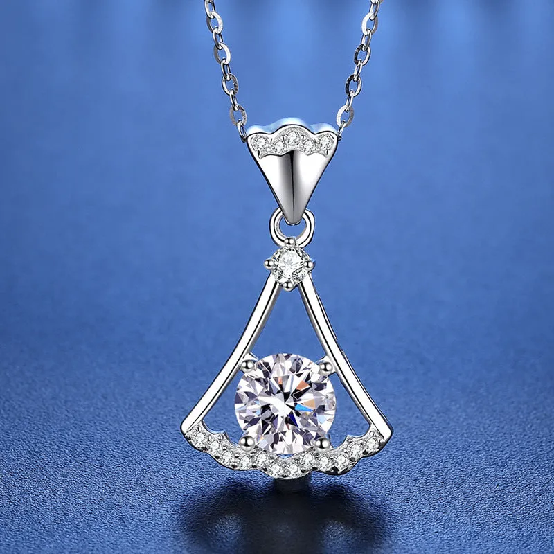 Sterling Silver Fancy Skirt Moissanite Necklace