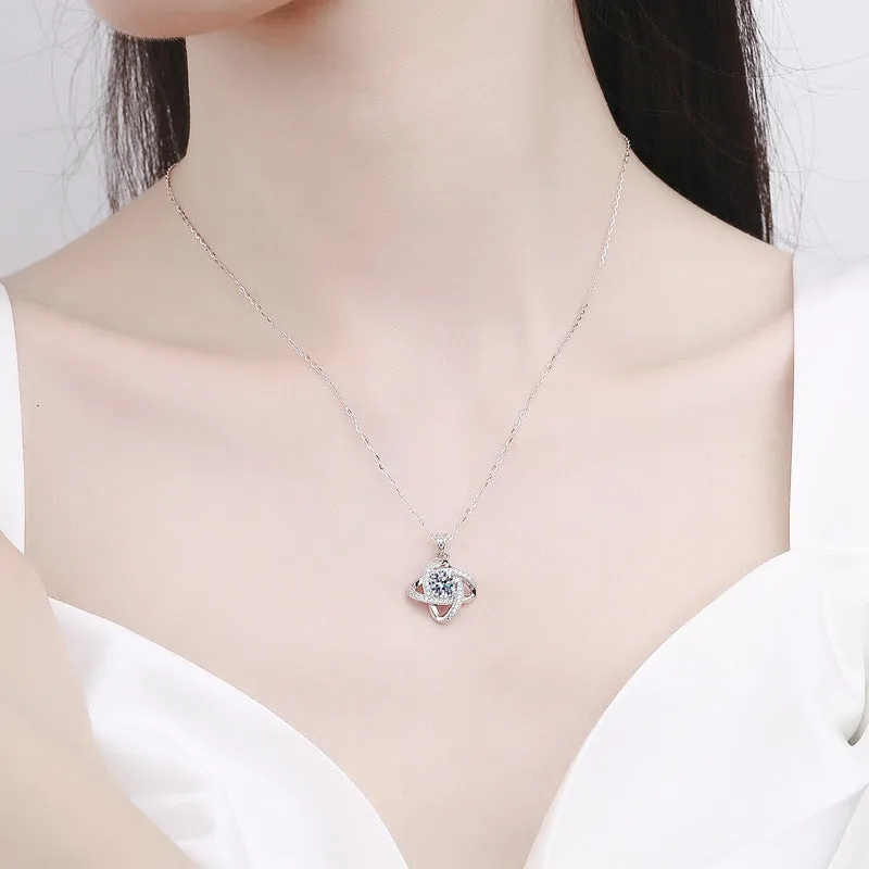 Planet Star Ring Moissanite Necklace