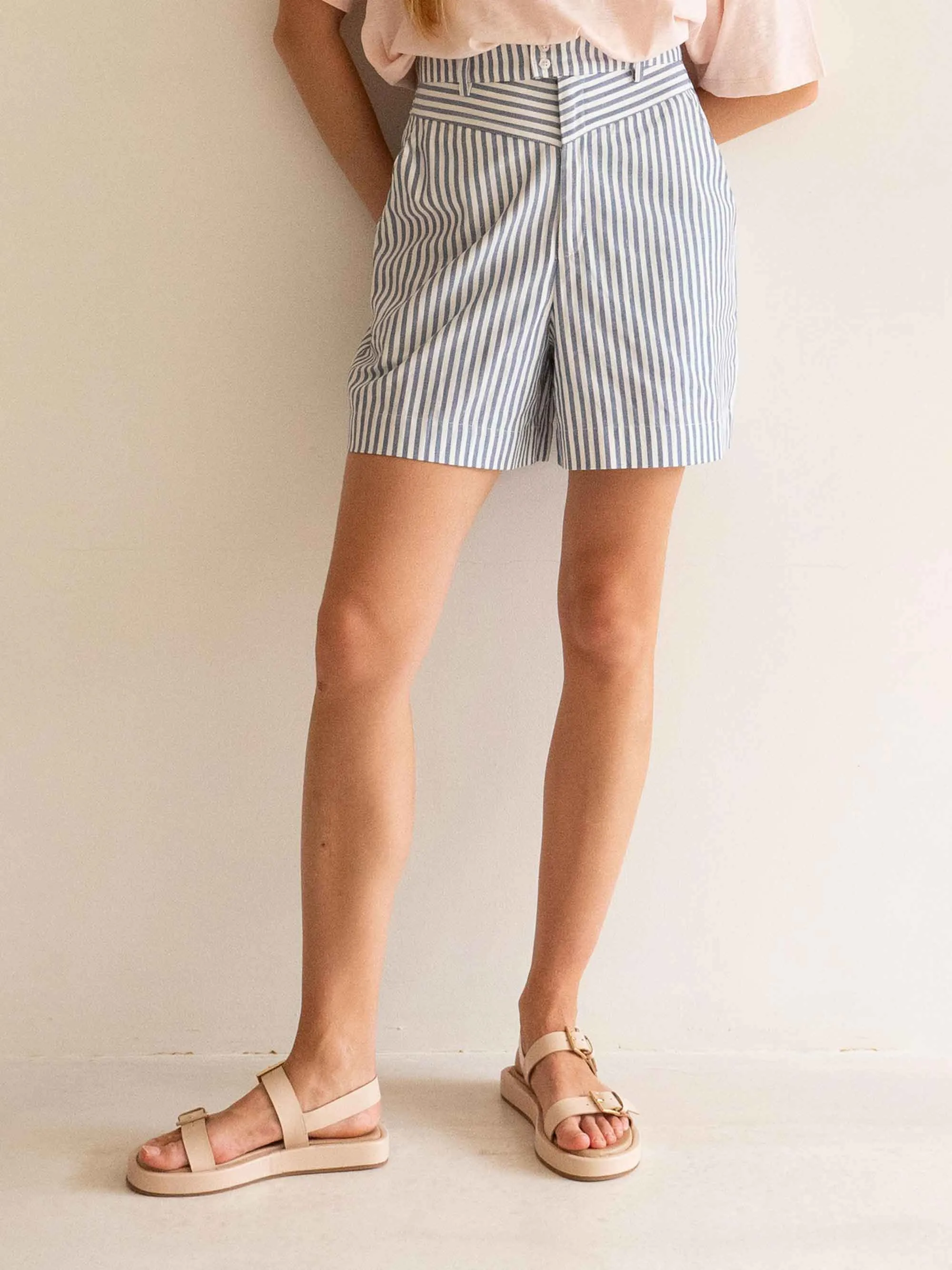 Navy Striped Bermuda Shorts