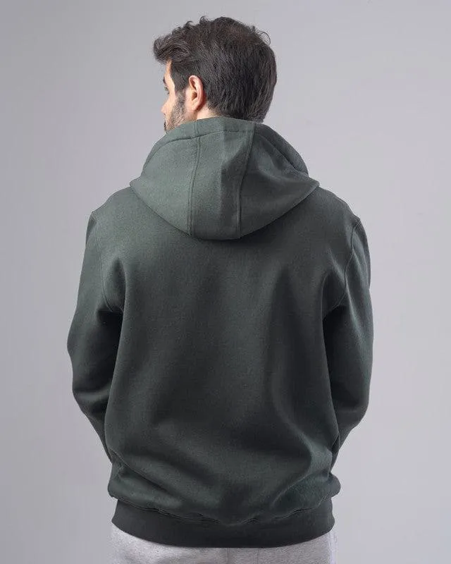 SLIM-FIT ZIP-THROUGH HOODIE - DARK OLIVE