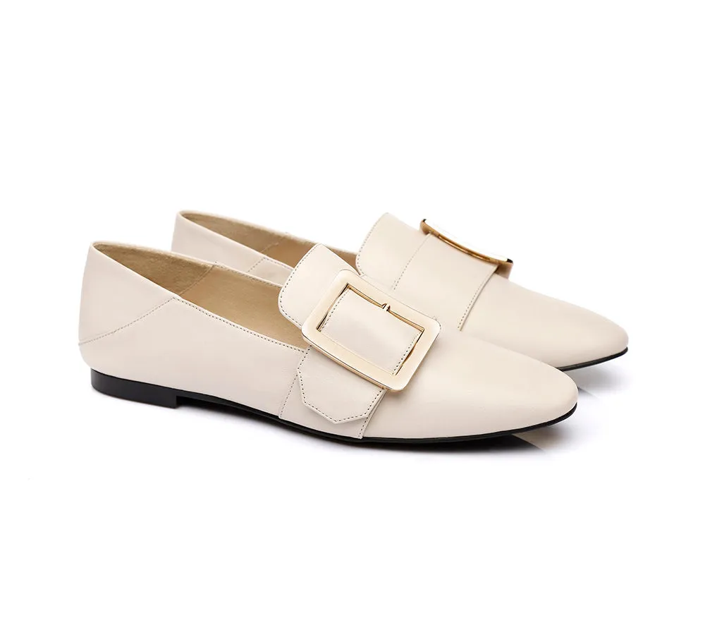 UGG Australian Shepherd Sally Square Buckle Loafers Opera Flats Almond Toe Flat Heel