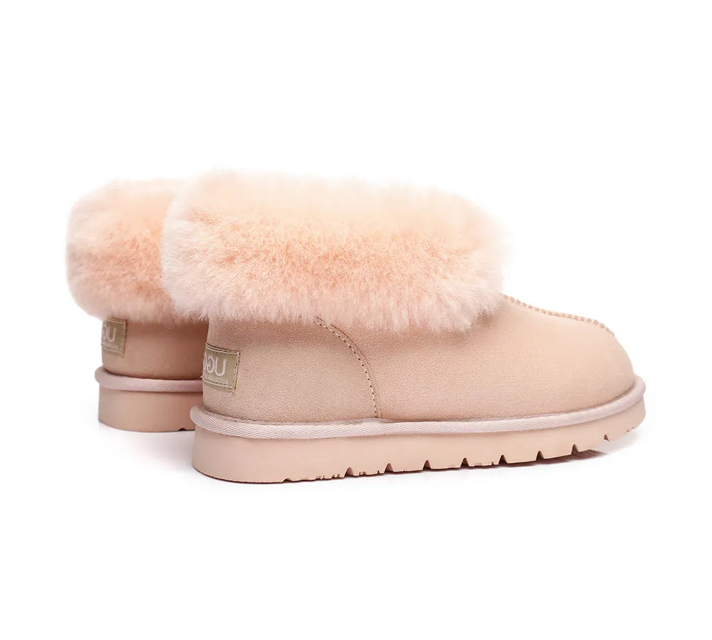 UGG Australian Shepherd Slippers, Australia Premium Double Face Sheepskin,Unisex Ankle Collar Slipper Mallow