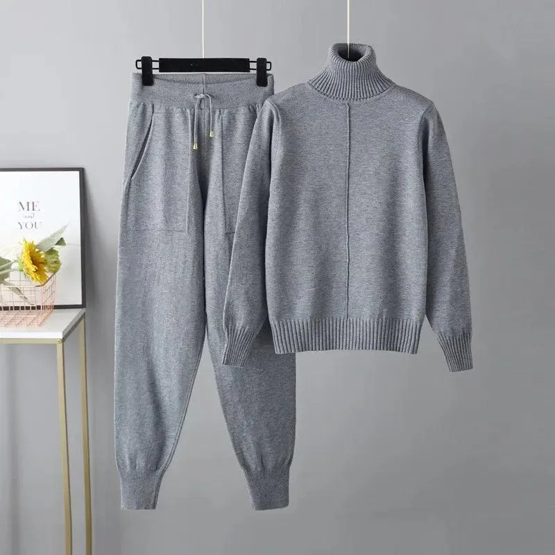 Women Turtleneck Harem Pants Sweater Set