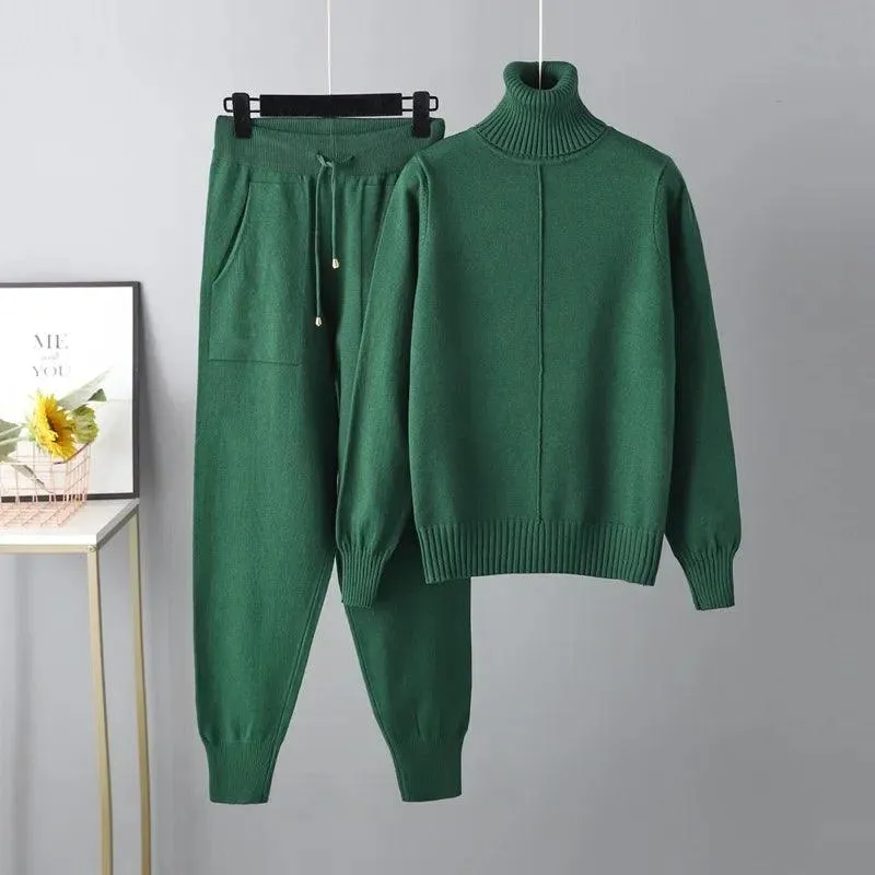 Women Turtleneck Harem Pants Sweater Set