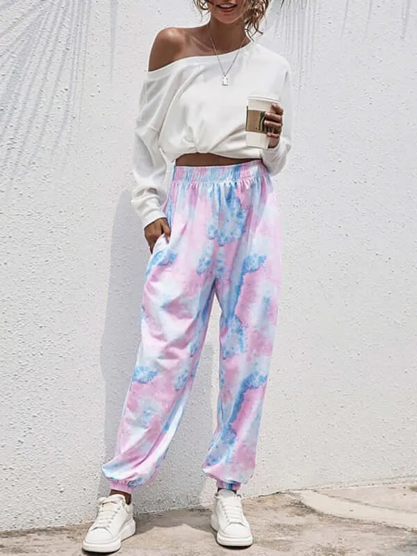 Casual Dye Fleece Women Pants