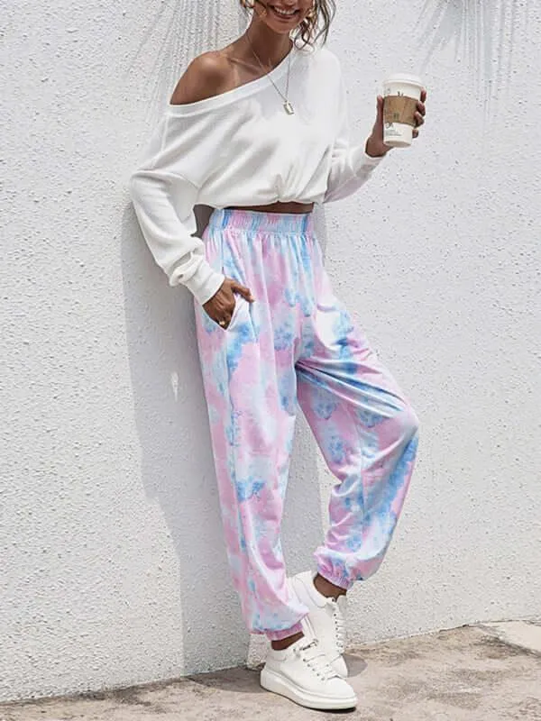 Casual Dye Fleece Women Pants