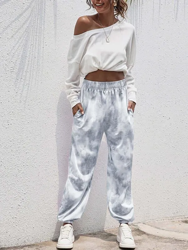 Casual Dye Fleece Women Pants