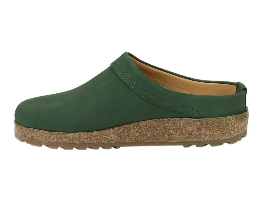 Haflinger Leather Clogs Malmo Green