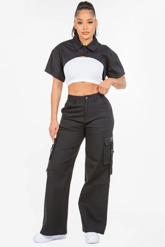 Women's Wide Leg Cargo Pocket