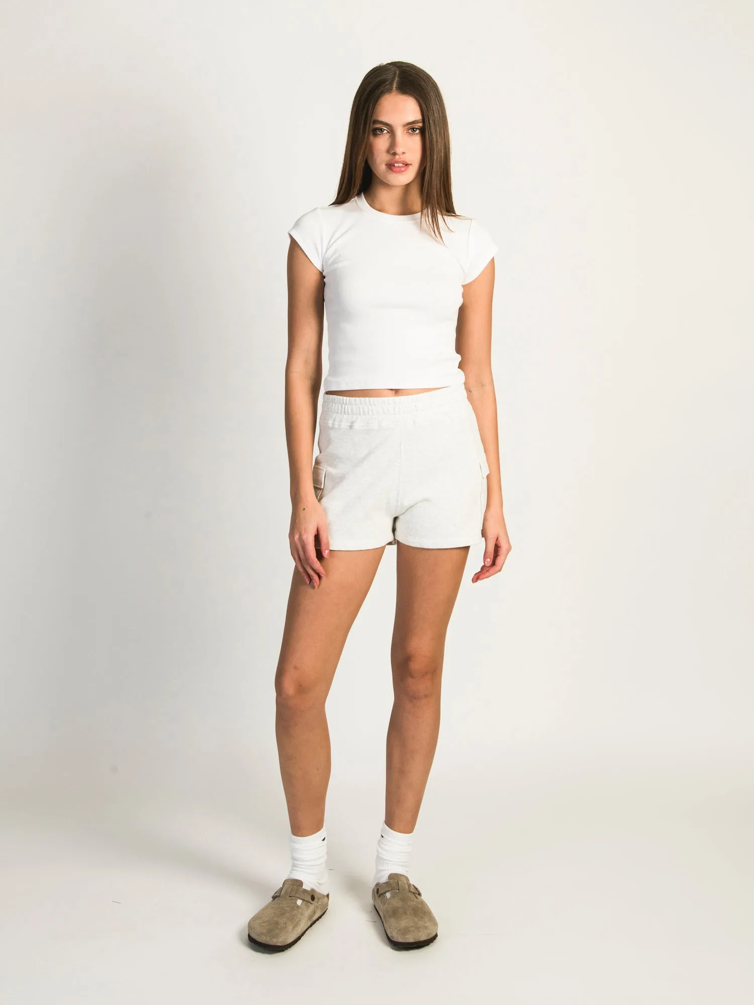 HARLOW HEIDI FLEECE MELANGE SHORT - CLOUD