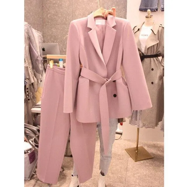 Women Belted Pantsuit