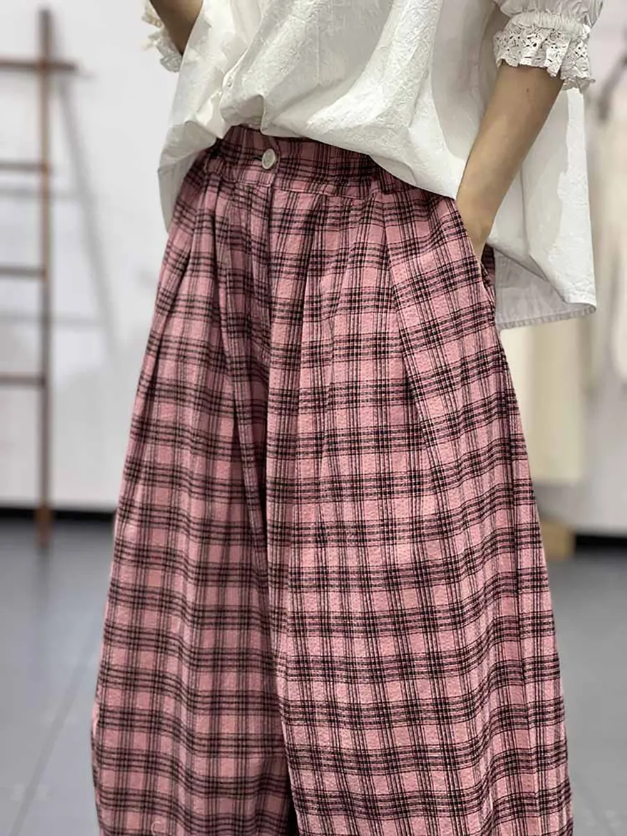 Women Casual Spring Plaid Loose Harem Pants