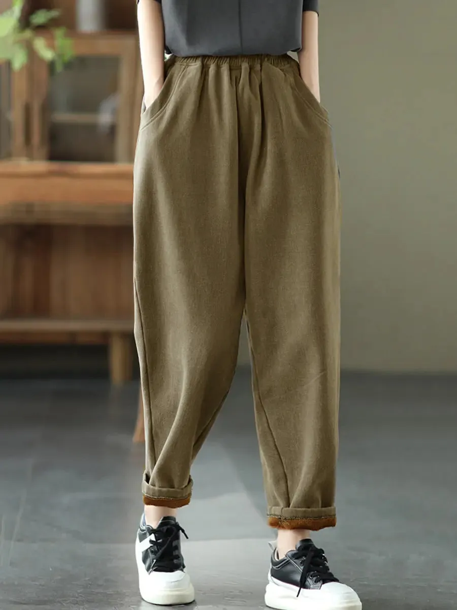 Women Thicken Pure Color Harem Pants