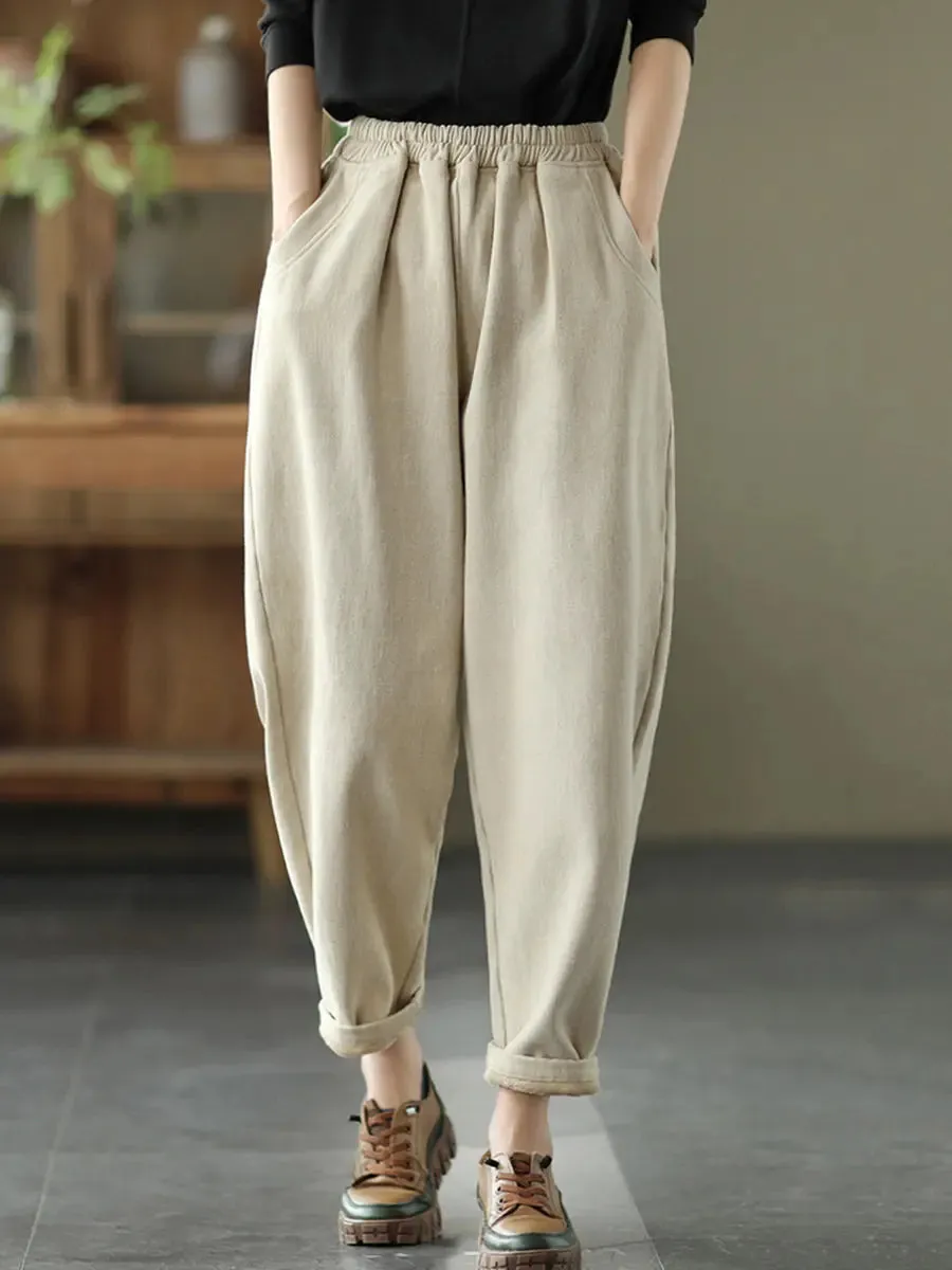 Women Thicken Pure Color Harem Pants