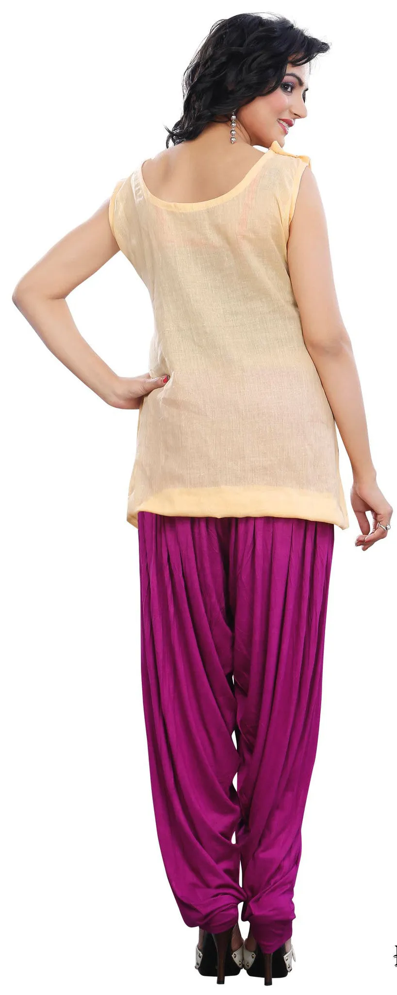 Womens Baggy Harem Patiala Pants Fashion Indian Clothing (Dark Pink)