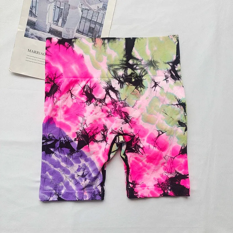 Hand-Painted Tie-Dye Yoga Shorts