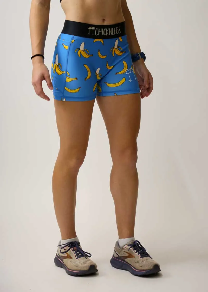 Women's Blue Bananas 3" Compression Shorts