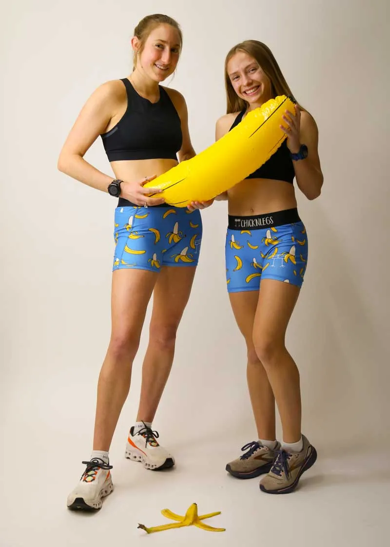 Women's Blue Bananas 3" Compression Shorts