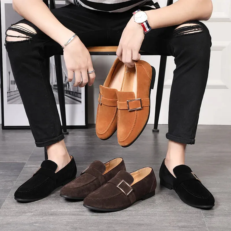 Xituodai  Men's Casual Shoes Suede Genuine Leather Mens Buckle Party Wedding Loafers Moccasins Men Slip-on Comfortable Driving Flats