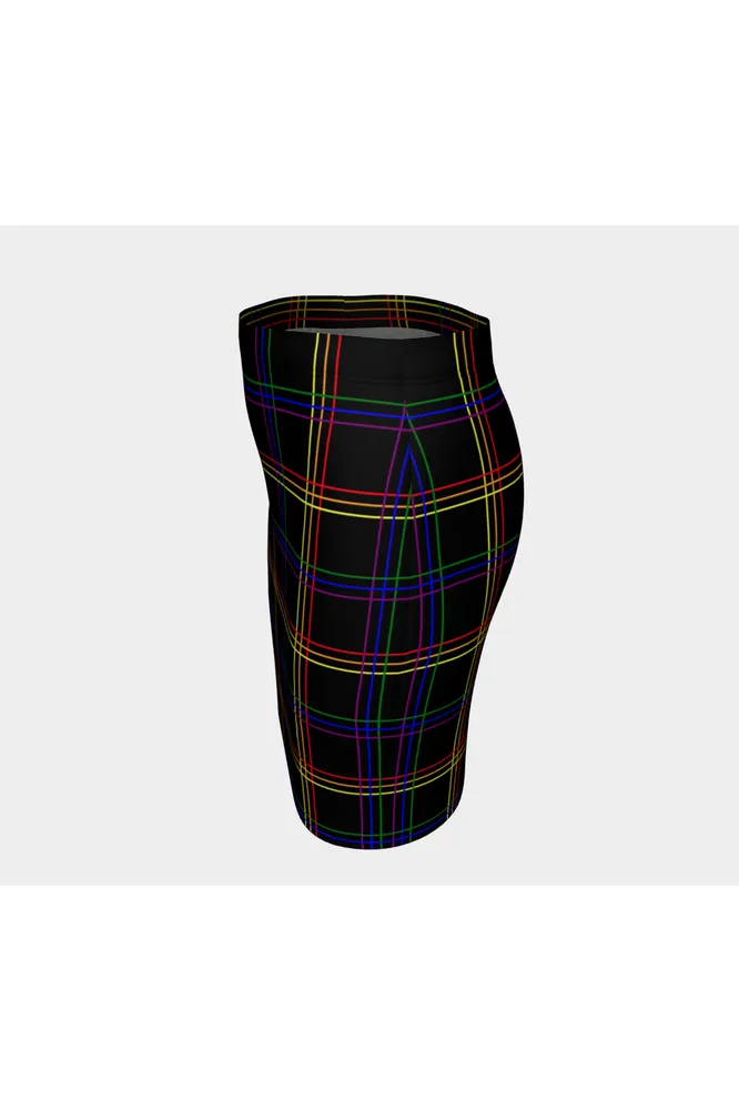 Spectral Plaid Fitted Skirt