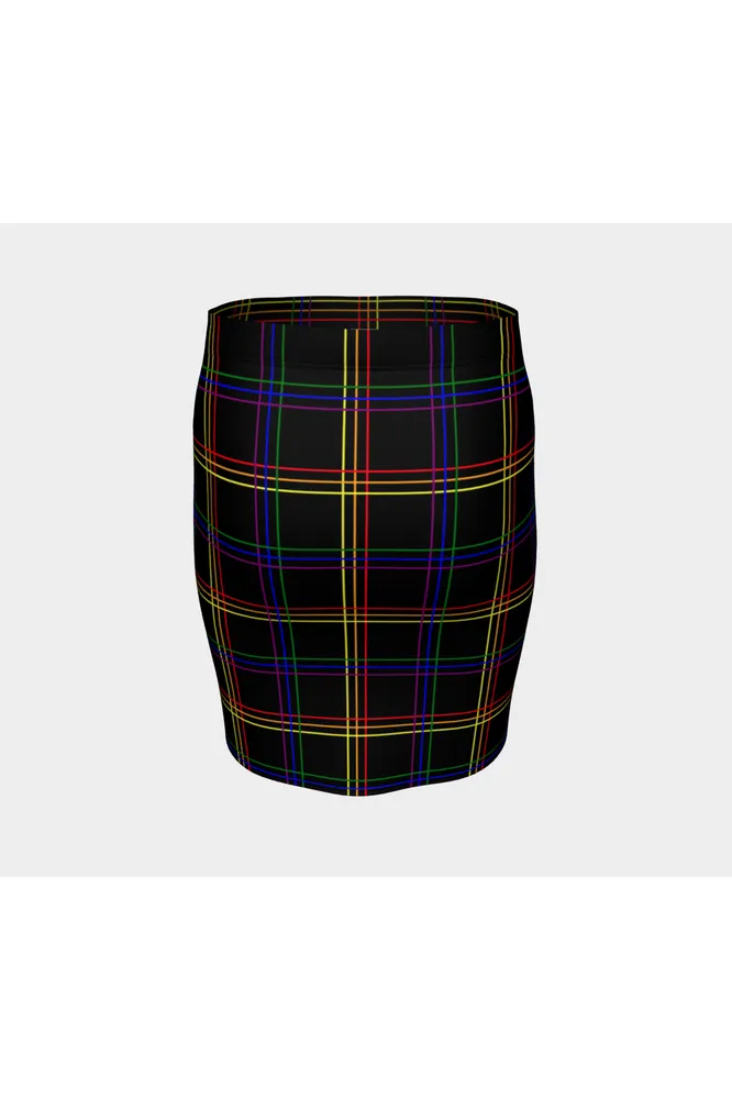 Spectral Plaid Fitted Skirt