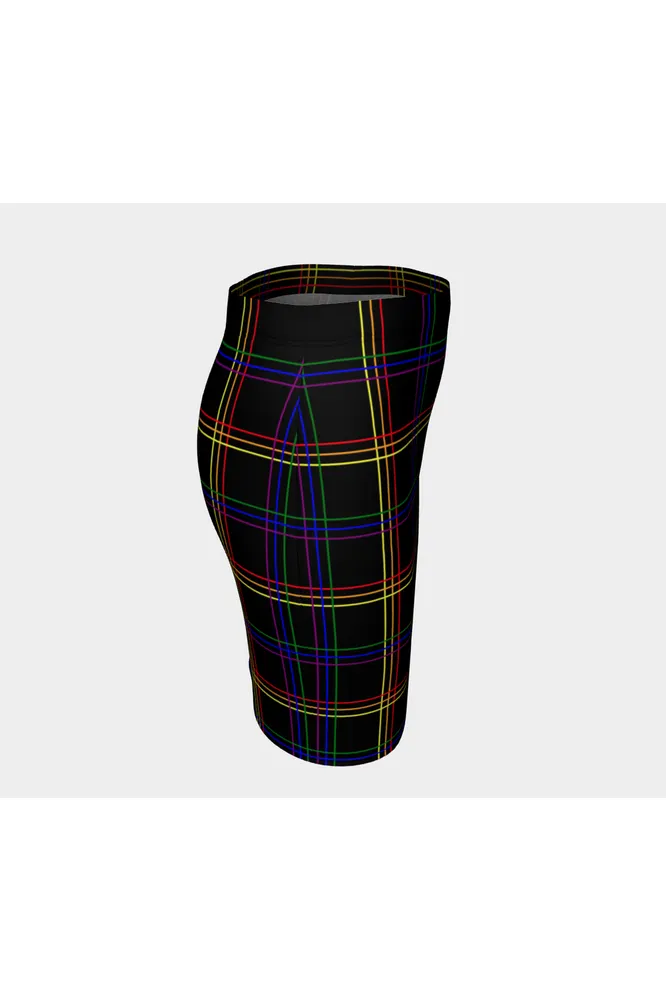 Spectral Plaid Fitted Skirt